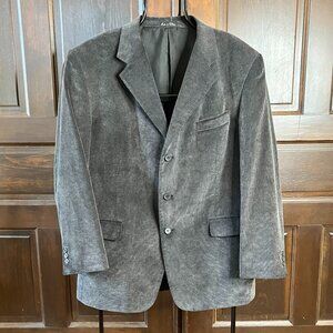 Zagato Corduroy Sport Coat Blazer Men's 42R Dark Gray Cotton 3-Button Fine Wale